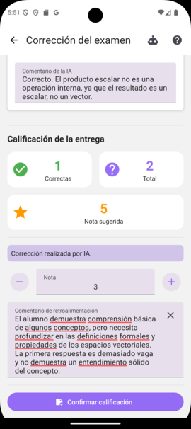 Nota y comentario generado por la IA