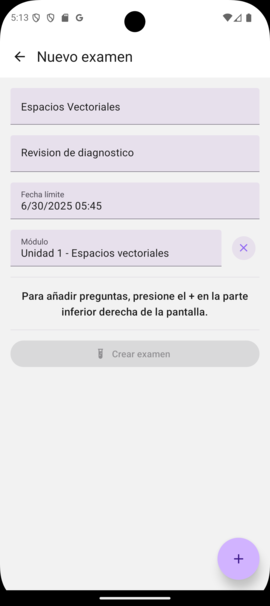 Creación de un examen