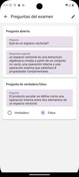 Edición de las preguntas de un examen