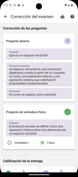 Corrección de un examen