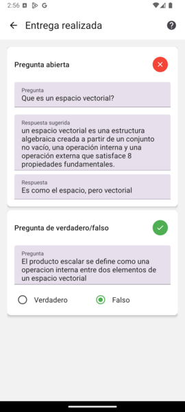 Visualización de preguntas como alumno
