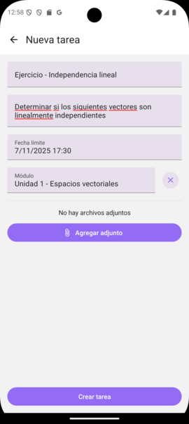 Creación de una tarea