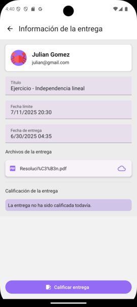 Detalles de la entrega