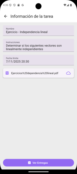 Botón de Ver Entregas