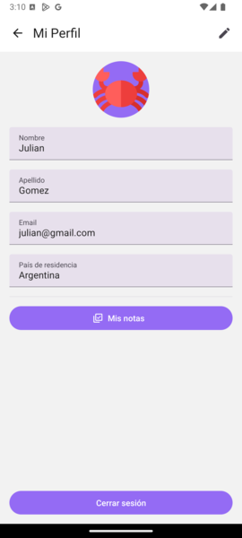 Botón de Mis notas en el perfil del usuario