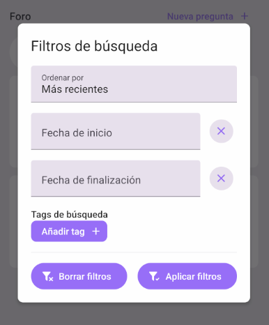 Menú de Filtros