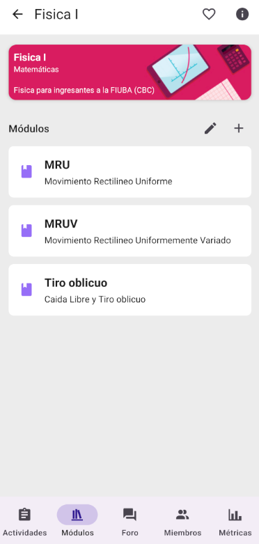 Lista de Módulos