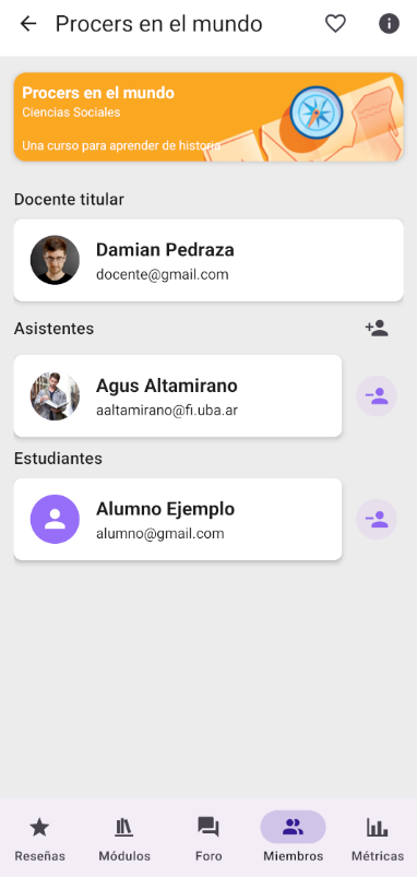 Miembros del curso