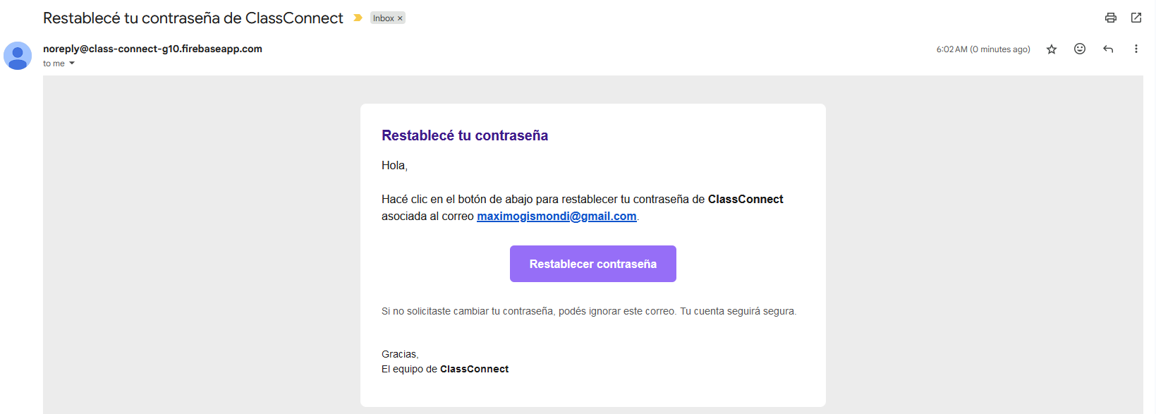 Correo de Recuperación de Contraseña